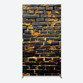 Aperturee - Aperturee Black Bricks Wall Golden Engraved Rectangle Backdrop